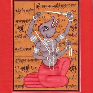 Vintage indiano raro mano scritta magia mantra Calligrafia hindu religious voodoo magia indiano Tantra pittura arte.