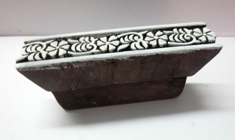 Indian Wooden Hand Carved Textile Printing Fabric Block Stamp Border Design