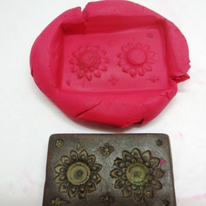 Antique Indian Brass Bronze Jewelry Making tool ethnic Mould Stamp Dye Wax Seal Ethnic floral motif pattern Large