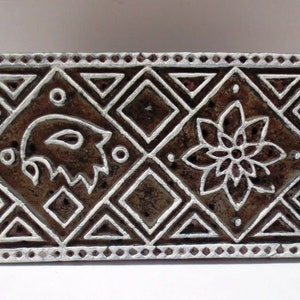 Indian wooden hand carved textile printing on fabric block / stamp unique STAMP UNIQUE GEOMETRICAL