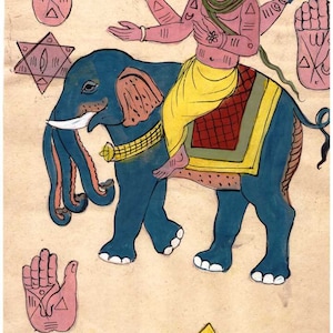 Vintage indiano raro scritto a mano mantra magico calligrafia indù religioso ritratto unico indiano tantra pittura arte.