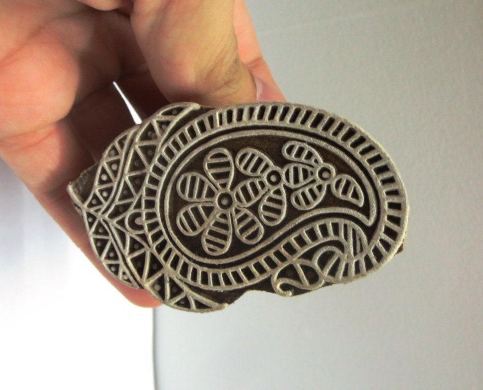 Decorative Blocks Indian Wood Block Printing Stamps Paisley Etsy