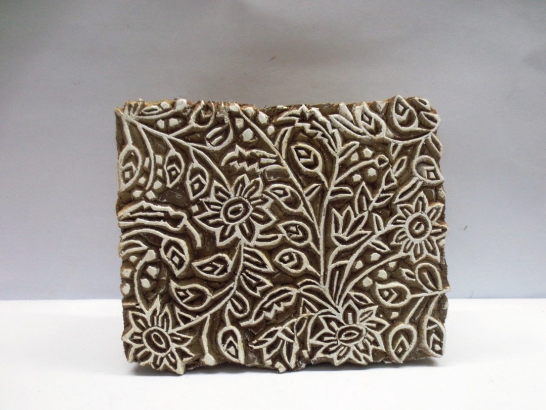 Decorative Blocks Indian Printing Stamps Floral Motif Carving Etsy