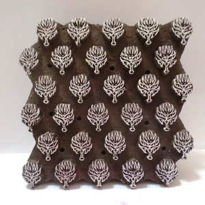 Textile Stamp Indian Wooden Block Stamp Antique Vintage Hand Carved Wood Print CUT LEAF BUTI Art
