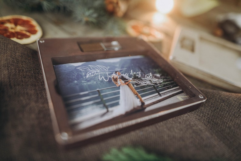 wooden box for photo and usb 10x15 4x6 wedding gift image 3