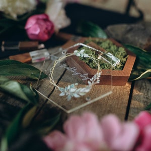 USB-Box aus Holz mit transparentem Deckel, individuelle Box für Hochzeit, USB 3.0