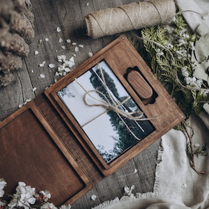 Holzfotobox 5x7(13x18) zum Verpacken von Fotos mit Fach für USB | Foto- und USB-Box