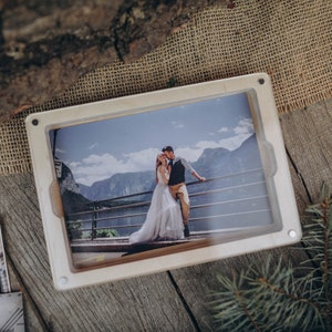 wooden photo box with trapserent lid wedding box image 7