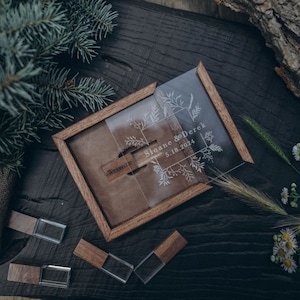 USB-Box aus Holz | personalisierter USB-Stick 3.0 | Hochzeitsgeschenkbox