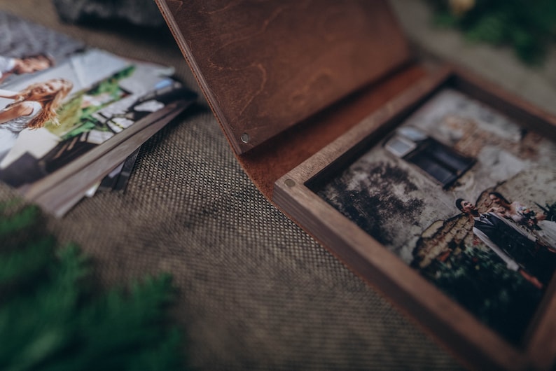 wood and leather photo box wedding gift box 4 x 6 10 x 15 5 x 7 13 x 18 image 5