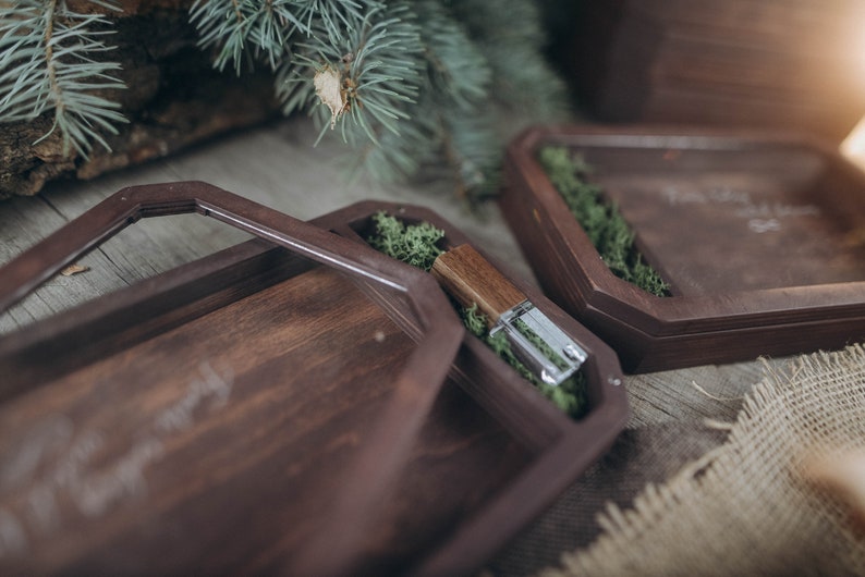 caja de madera con tapa transparente para fotos y usb 3.0 regalo de bodas imagen 6