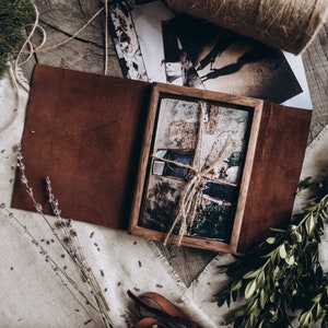 Leather photo box / wood print box for 4 x 6 | 5x7 | 6 x 8 inches prints