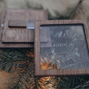 personalized wedding usb box with a transparent lid wooden usb 3.0 with wooden box image 2