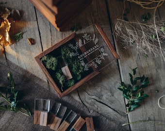 caja usb de madera | memoria USB grabada 3.0 | caja de regalo de boda