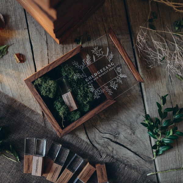 caja usb de madera | memoria USB grabada 3.0 | caja de regalo de boda