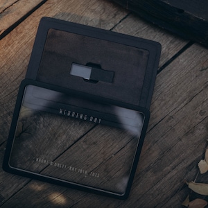 caja usb de madera con tapa transparente | regalo de bodas