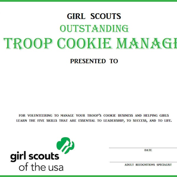 Girl Scout TCM Award Certificates