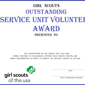 Certificados de Premio de la Unidad de Servicio Scout De Niña