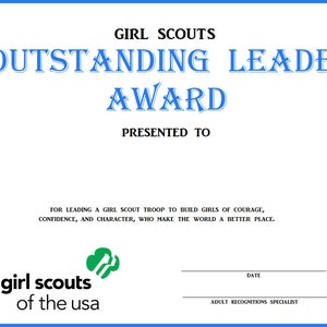 Girl Scout Leader Award Certificates