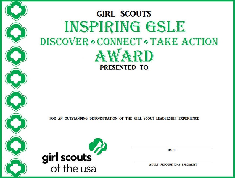 Girl Scout GSLE Award Certificates