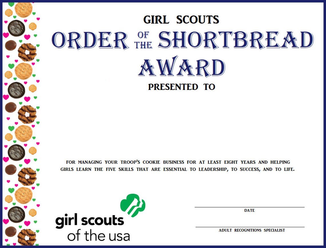Girl Scout Order Award Certificates Etsy