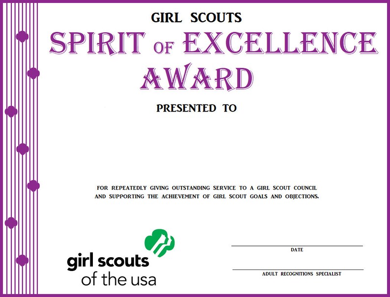 Girl Scout Higher Award Certificates - Etsy