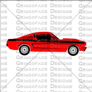 Druckbare Clip Art Instant Download grün Classic Mustang rot Auto Illustration Schablone Kunst Home Handwerk oder Dekorationen