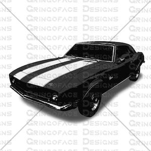Druckbare ClipArt Instant Download klassische schwarze Muskel Auto Illustration Schablone Art Home Handwerk oder Dekorationen