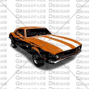 Druckbare Clip Art Instant Download grün Classic Camaro Orange Auto Illustration Schablone Kunst Home Handwerk oder Dekorationen