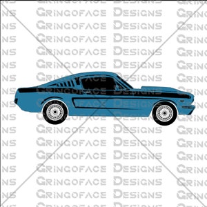 Druckbare Clip Art Instant Download grün Classic Mustang blau Auto Illustration Schablone Kunst Home Handwerk oder Dekorationen