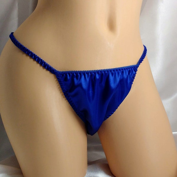 Royal blue satin string bikini classic Joe Boxer style