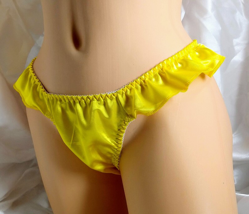 Yellow Satin Flutter Thong panties Etsy