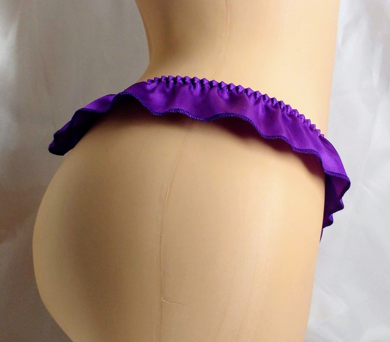 Purple Satin Flutter Thong panties