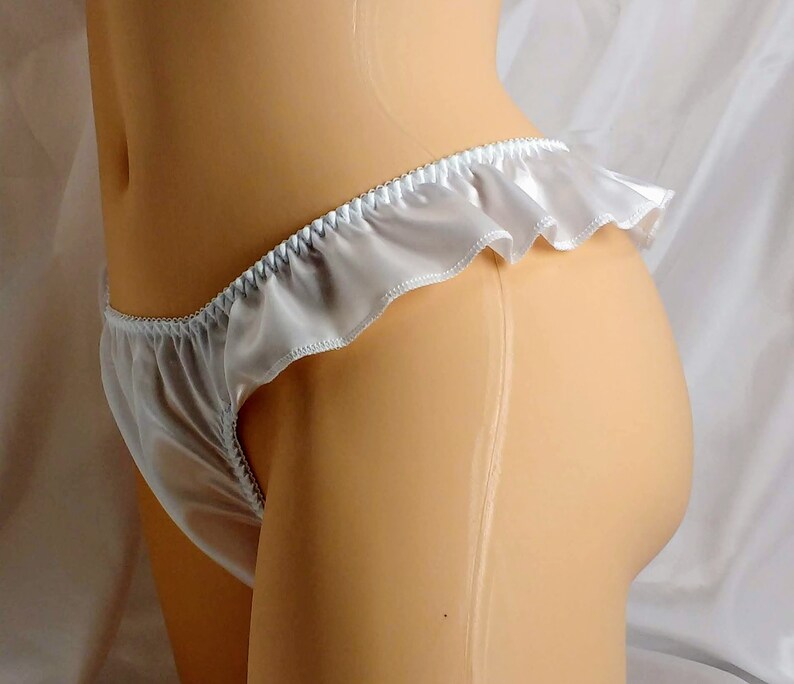 White Satin Flutter Thong panties