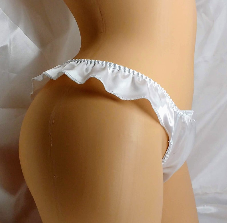 White Satin Flutter Thong panties