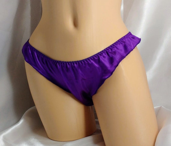 Bragas de bikini con aleteo de saten morado Etsy Mexico