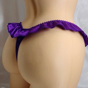 Purple Satin Flutter Thong panties