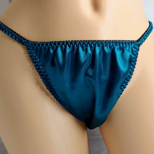 Teal satin string bikini classic Joe Boxer style