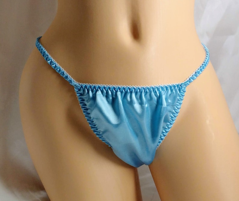 Baby Blue Satin String bikini Thong Joe Boxer style. Etsy