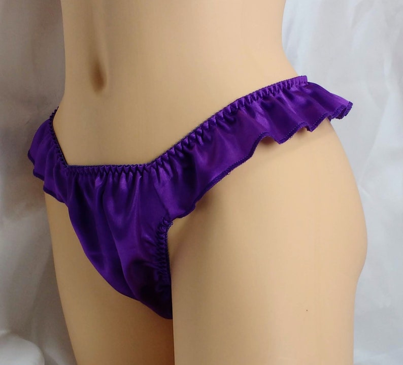 Purple Satin Flutter Thong panties