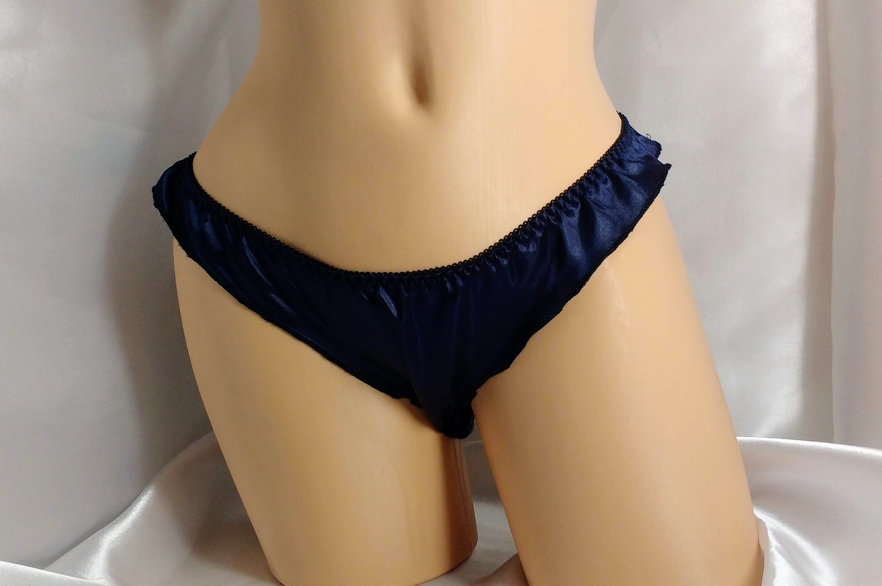 Navy Blue Satin Flutter Panties Classic VTG Style Etsy