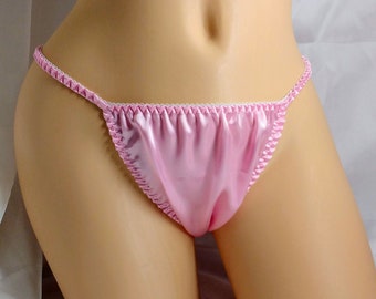 Bikini de satén rosa con tiras, estilo clásico de Joe Boxer