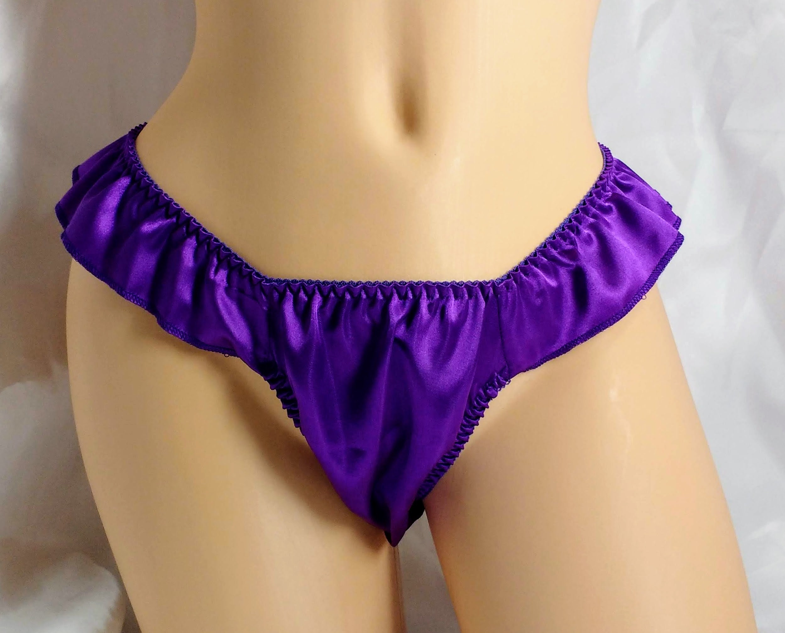 Purple Satin Flutter Thong Panties Etsy