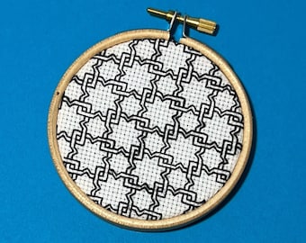 Moroccan Knot Blackwork Pattern: Modern Embroidery Design (PDF Pattern)