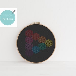 Formes impossibles - Cubes triangle impossibles - Patron pdf Blackwork