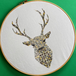 Blackwork embroidery stag head pdf pattern to instantly download
