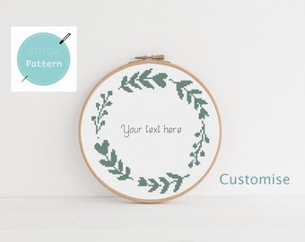 customise modern cross stitch pattern pdf - leaf wreath