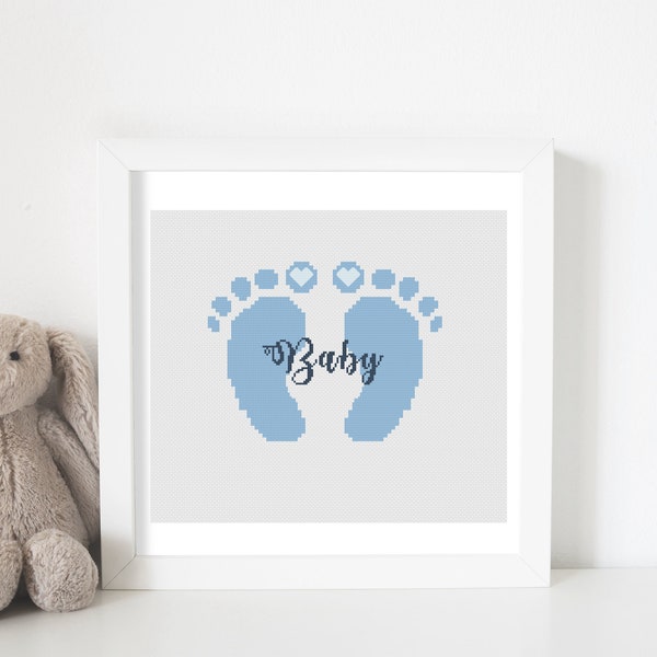 Cross Stitch Baby Footprint Pattern Etsy