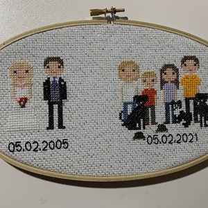 Custom wedding anniversary cross stitch couple 2 year cotton anniversary gift then and now bride and groom image 8