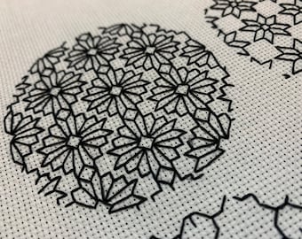 Birth Month Flower Blackwork Embroidery Pattern (Digital Download)